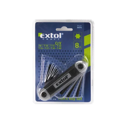 Zrušeno! nahrazeno výrobkem 66016, klíče torx, sada 8ks, c.v., t 9-10-15-20-25-27-30-40, crv EXTOL CRAFT 6614