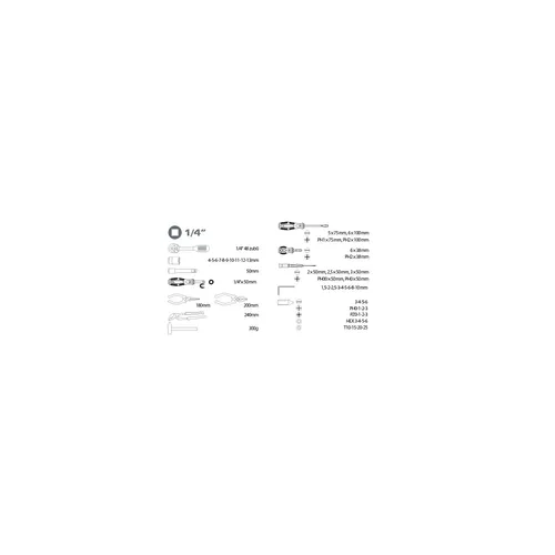 Zrušeno! nahrazeno výrobkem 6599, sada nářadí 57ks, 1/4" EXTOL CRAFT 6591