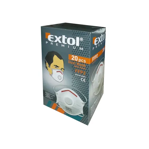 Zrušeno! nahrazeno výrobkem 8856724, respirátor s výdechovým ventilem, ffp2, tvarovaný EXTOL PREMIUM 8856722