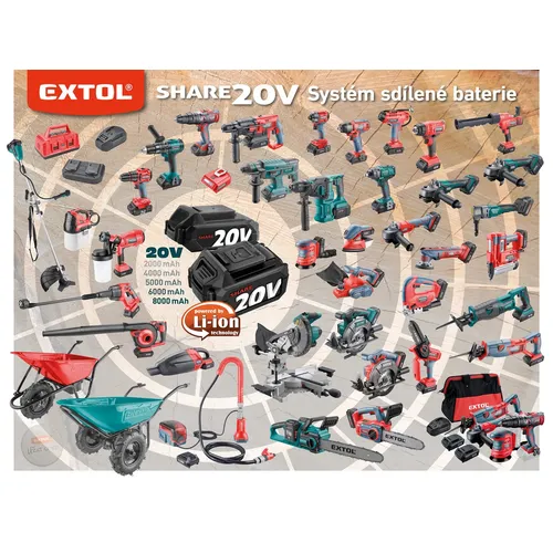 Leštička orbitální aku share20v, 150mm, brushless, 2ah EXTOL INDUSTRIAL 8791844