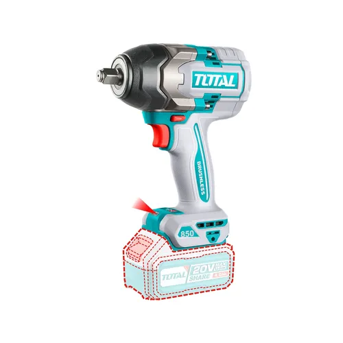 Utahovák rázový aku 1/2", brushless, 850nm, 20 v li-ion, bez baterie a nabíječky, industrial TOTAL TIWLI20851