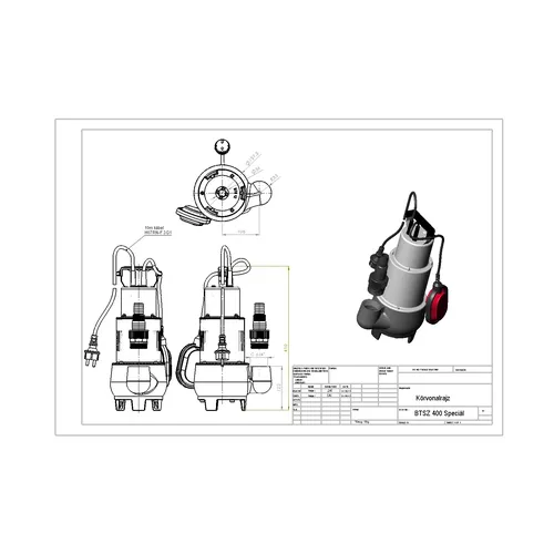 Elpumps BTSZ 400 kalové čerpadlo do septiku s volným průtokem
