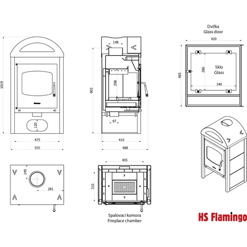 HS Flamingo MELAND bílá (bianco) krbová kamna