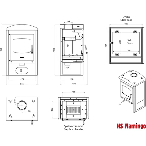 HS Flamingo STAVANGER Black krbová kamna