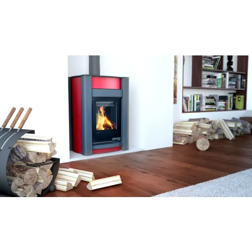 HS Flamingo KALMAR 11/5 červená teplovodní krbová kamna s 5 kW výměníkem