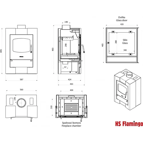 HS Flamingo ESPO II olivová krbová kamna