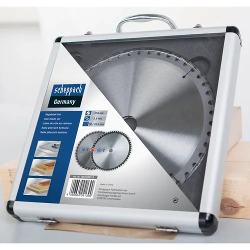 Scheppach Sada 2 pilových kotoučů TCT ( 254 x 30 x 2,8 mm, 48/60 Z ) pro HS 254 / HM 110 MP / HM 100 T