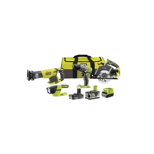 RYOBI R18CK4-252S aku 18 V set (R18DD3 + R18T-0 + RRS1801M + R18CSP + 1 x 5,0 Ah + 1 x 2 Ah baterie + nabíječka)